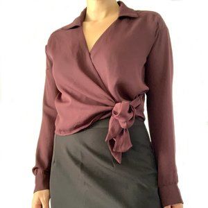 Side-Tie Collared Blouse